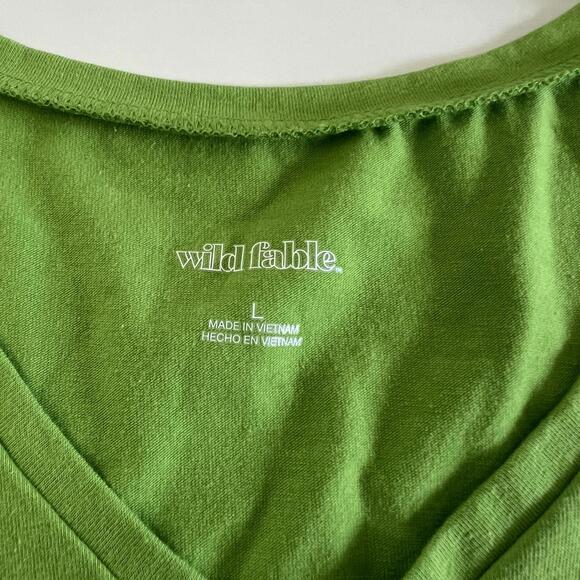 Wild Fable V-Neck Crop‎ Top in Vibrant Brat Green Size L - Picture 3 of 5